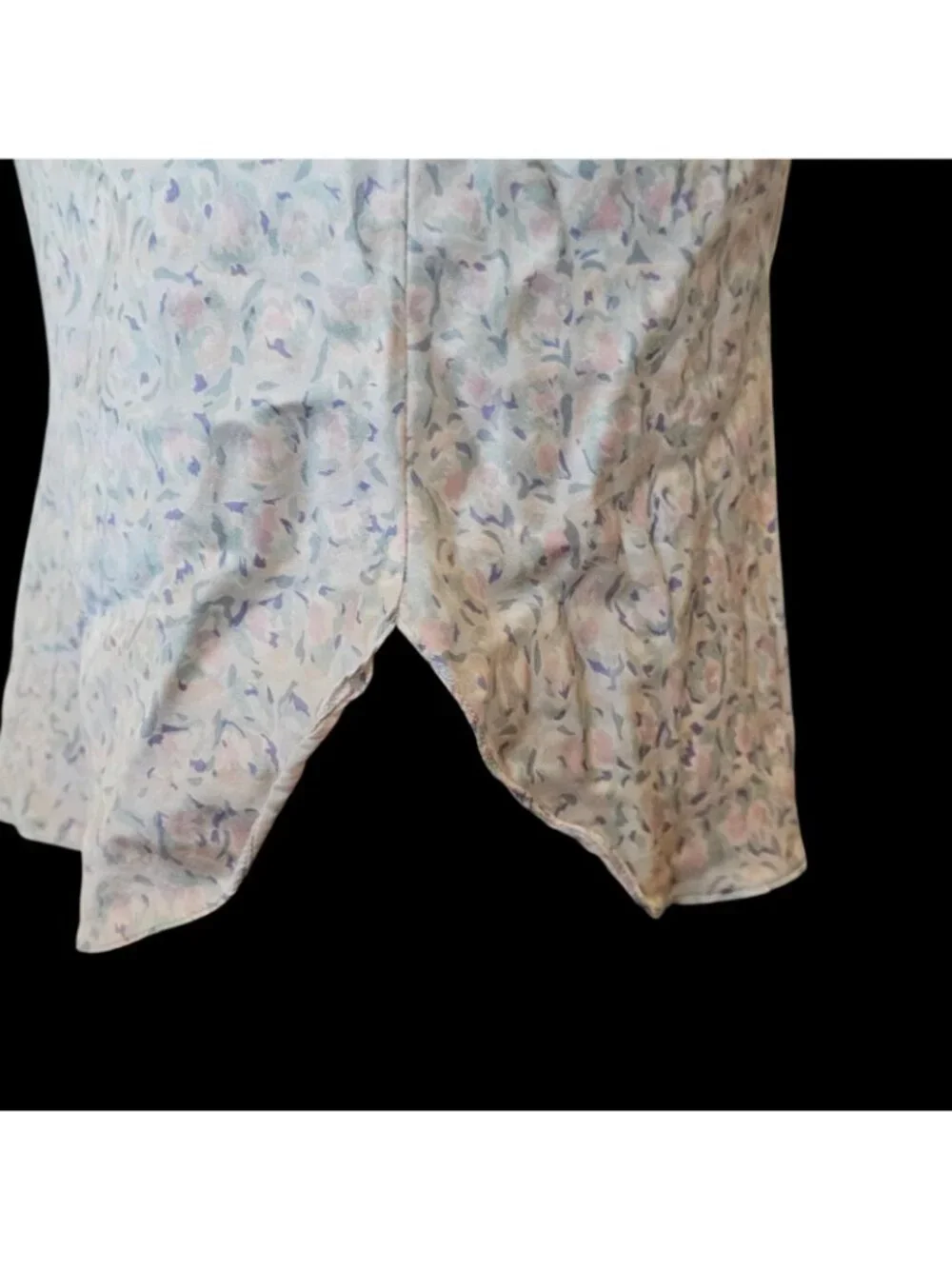 VTG Silk Slip‎ Mini Dress Soft Pastel Negligee Sz S Floral Short
